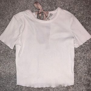 American Rag Ribbed Tee with Tie on Back